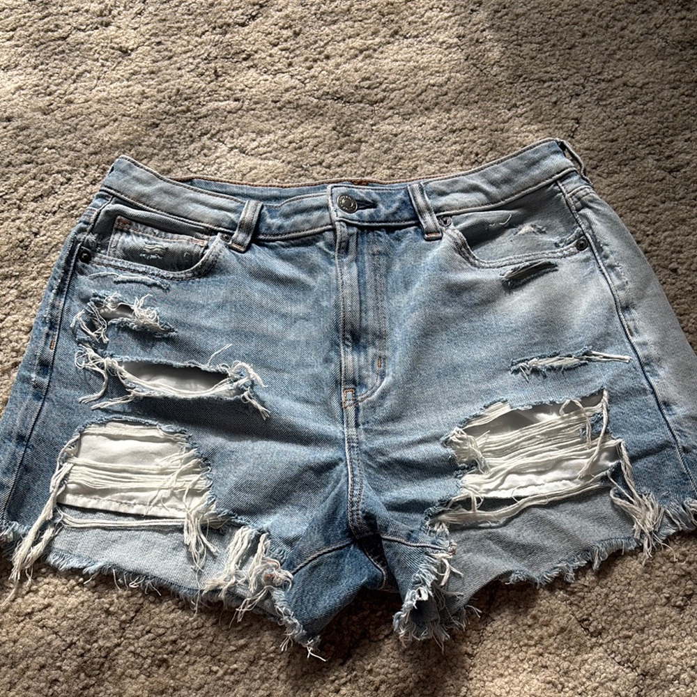 American Eagle Outfitters Blue Distressed Jean Shorts